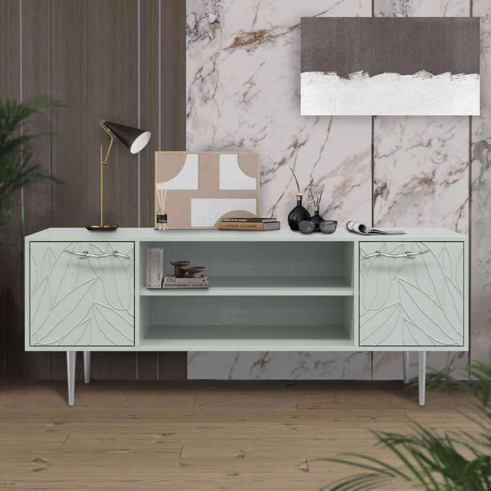 Тумба под ТВ Арт Колор leaves 155см Стайл Сильвер Серый дым