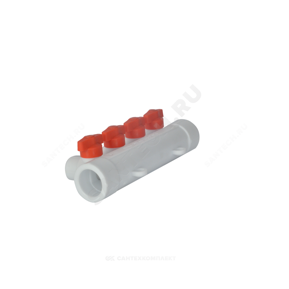 Коллектор PP-R белый Дн 32х20 на 2 выхода с кранами VALFEX 101133202