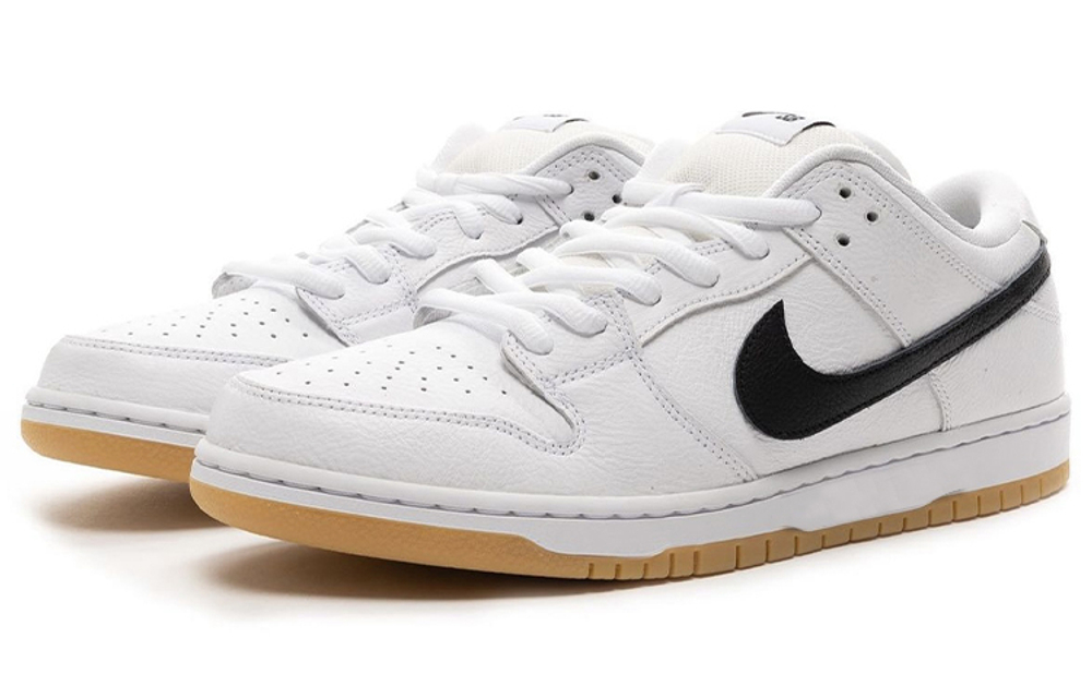 Nike Dunk SB pro iso "white gum" classic appearance and modern fashion combine non-slip lightweight low-top sneakers for men and women with the same style of white and black