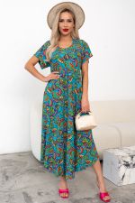 Платье Магия лета (синий/узор)-54р-р Р11-867/35 Nikol