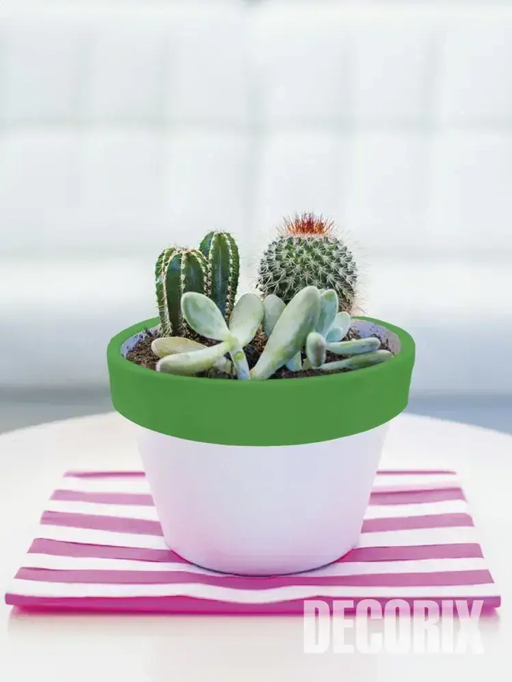 Краска аэрозольная зеленая флуоресцентная матовая DECORIX - эмаль акриловая в баллончике для любых поверхностей 520 мл