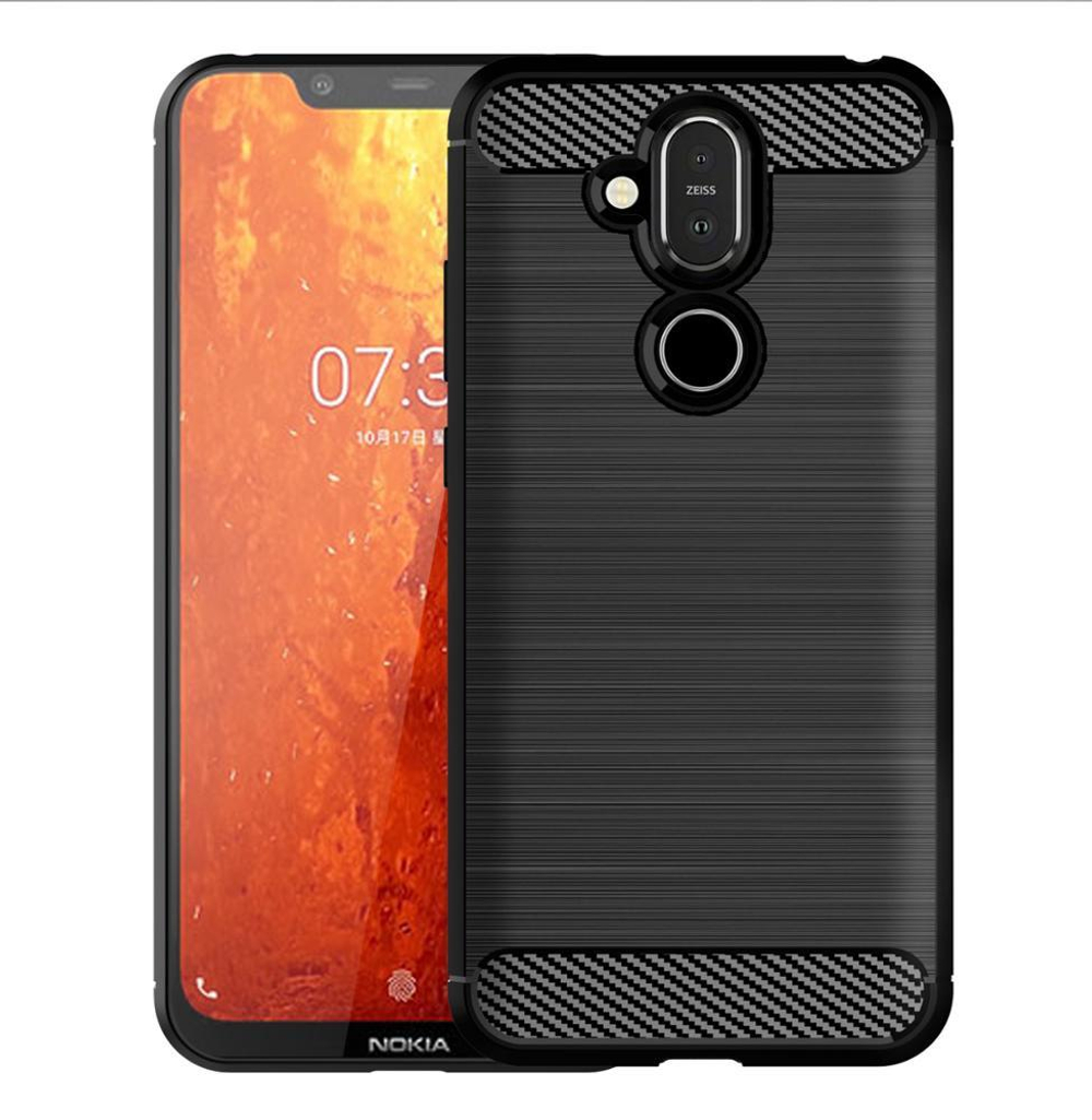 Чехол на Nokia 8.1 (X7) цвет Black (черный), серия Carbon от Caseport