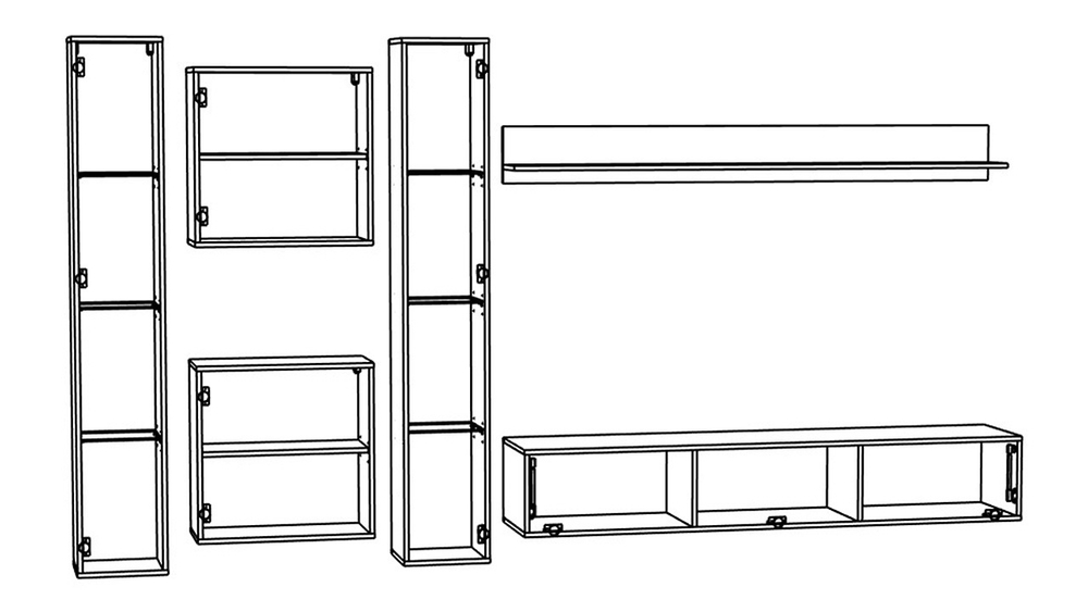 Гостиная 10 Дуб Крафт Золотой K003 / Белый Фасадный 0101 330*40*180 см, Дуб Крафт Золотой, Белый Фасадный   Фиеста