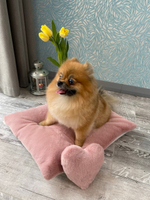 8209 MD Коврик-подстилка (чехол съемный) PREMIUM пыльно-розовый, мягкий МЕХ "Furry Heart Sleep Place" (S)