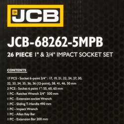 Набор инструментов ударных 26пр, 3/4'', 1''(6гр.) JCB JCB-68262-5MPB