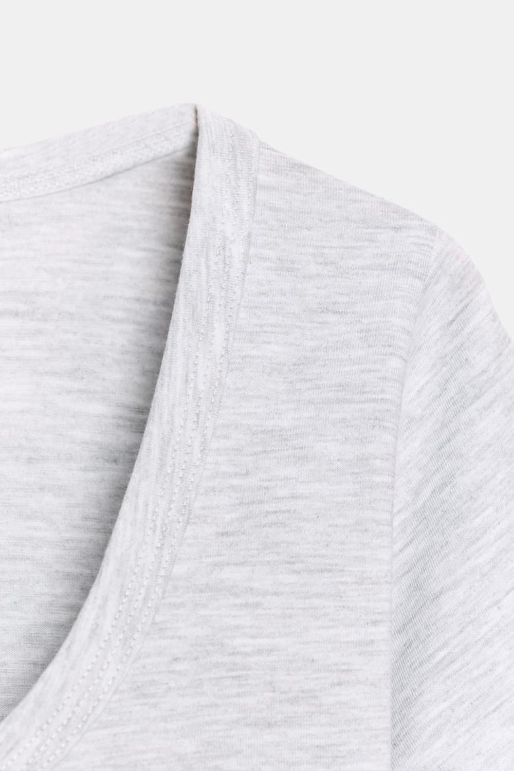 ZARA ФУТБОЛКА С КОРОТКИМ РУКАВОМ И ШИРОКИМ ВЫРЕЗОМ, СЕРЫЙ МЕЛАНЖ