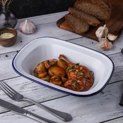 Блюдо для подачи 26*19 см h6 см 1250 мл Blue Rim эмалированая сталь SUNNEX [1]