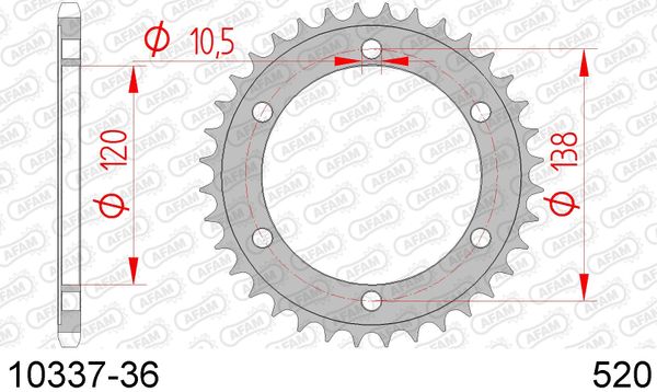 AFAM 10337-36 звезда задняя HONDA CB 300, HONDA CBR 300 (ведомая) стальная, 520, (JTR1220.36)