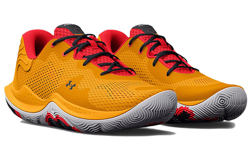 Under Armour Spawn 4 round head lace-up shock absorption non-slip wear-resistant low-top basketball shoes men's yellow orange