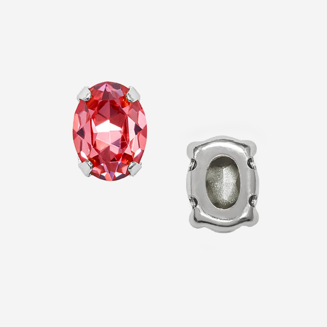 Овал (Oval Fancy Stone) в цапах, оттенок "Light Fuchsia", 8*6мм, родирование