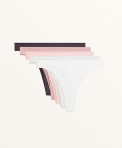 OYSHO Набор из 5 пар трусов-бразильяно из хлопковой смеси, розовый