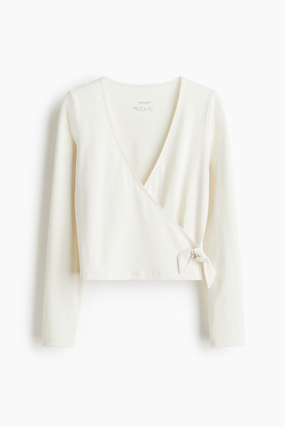 H&M Спортивный топ SoftMove™ с запахом, цвет слоновой кости