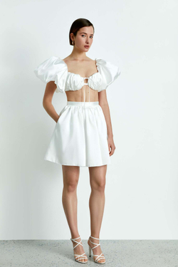 Юбка мини из тафты со сборкой