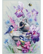 Набор для вышивания "Чудесная Игла"101-751 "Синицы у фонтана" 28 х 38 см