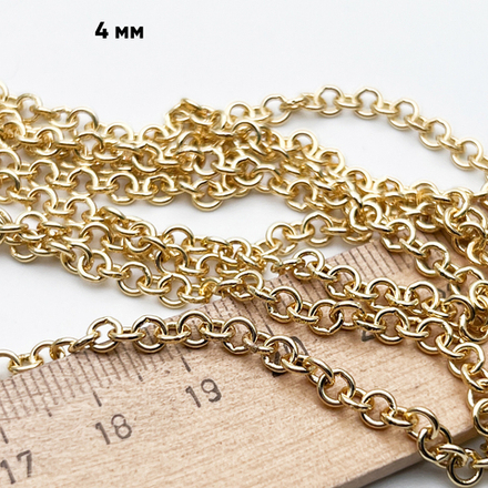 Цепочка, цвет золото, размер звена 4 мм, цена за отрезок 50 см