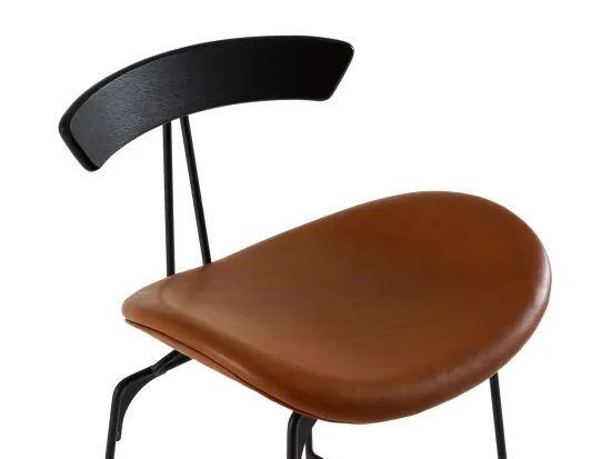 Барный стул Candy металлический, деревянная спинка, коричневая экокожа