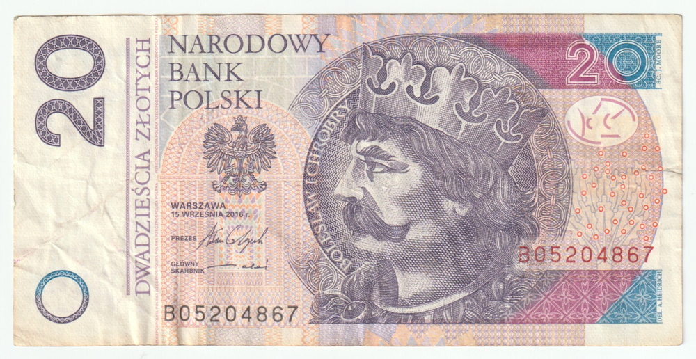 Poland, 20 Zlotys, 2016, VF