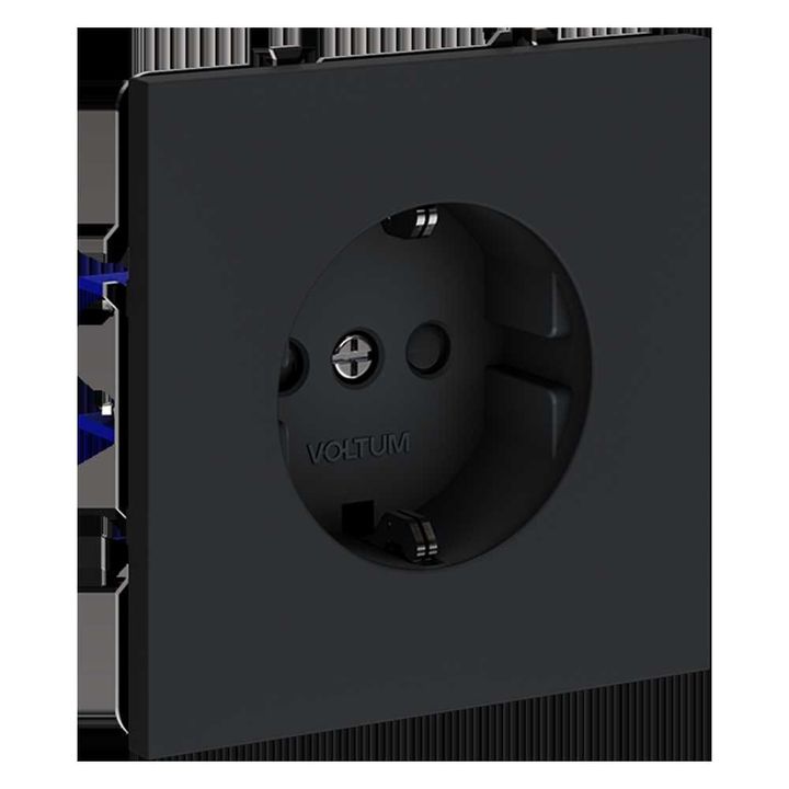 Розетка встраиваемая Voltum S70 с заземлением и защитными шторками, 16А, (графит) VLS040207