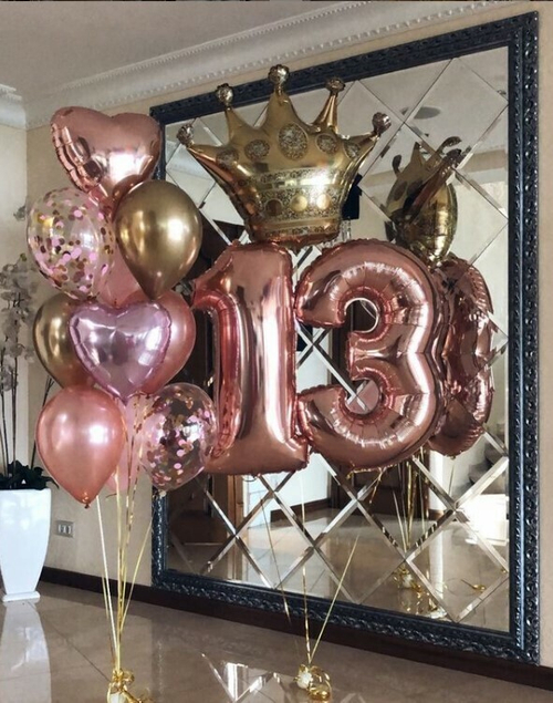 Букет шаров Розовое Золото на 13 лет