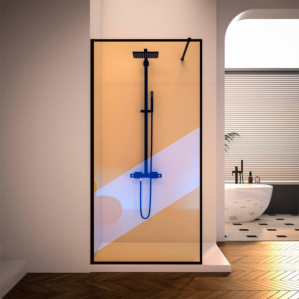 Душевая перегородка Veconi Korato KR-81BС, 1100x2000, черный матовый, хамелеон