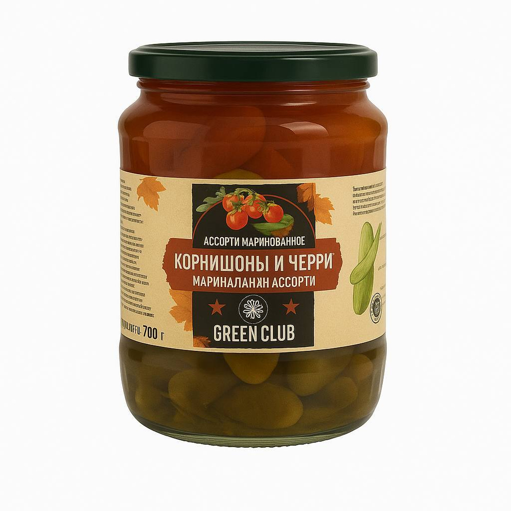 Ассорти корнишоны и черри Green Club 680 гр