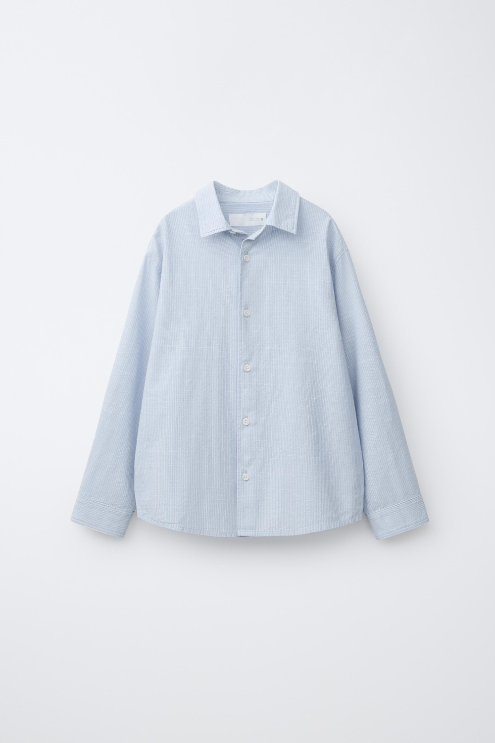 ZARA РУБАШКА ИЗ ХЛОПКА В ПОЛОСКУ, СИНИЙ