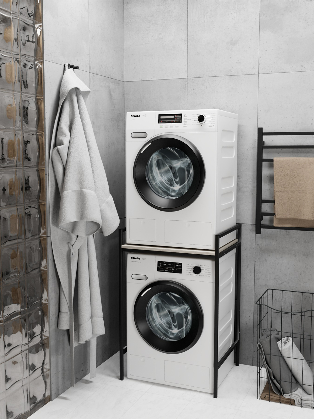 Стеллаж в ванную для стиральной машинки AQUA