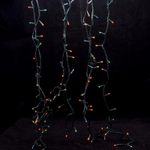 Электрогирлянда м/лампы цвет, 100 ламп, 5м, 8 р.миг., зелен. провод,кор