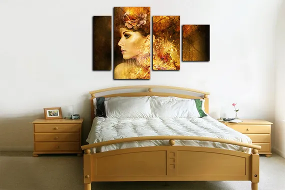 Модульная картина "Зеленоглазая девушка"