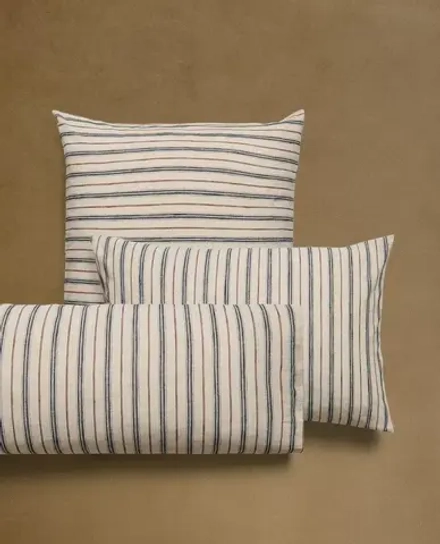 ZARA HOME НАВОЛОЧКА В КОНТРАСТНУЮ ПОЛОСКУ, СВЕТЛО-БЕЖЕВЫЙ
