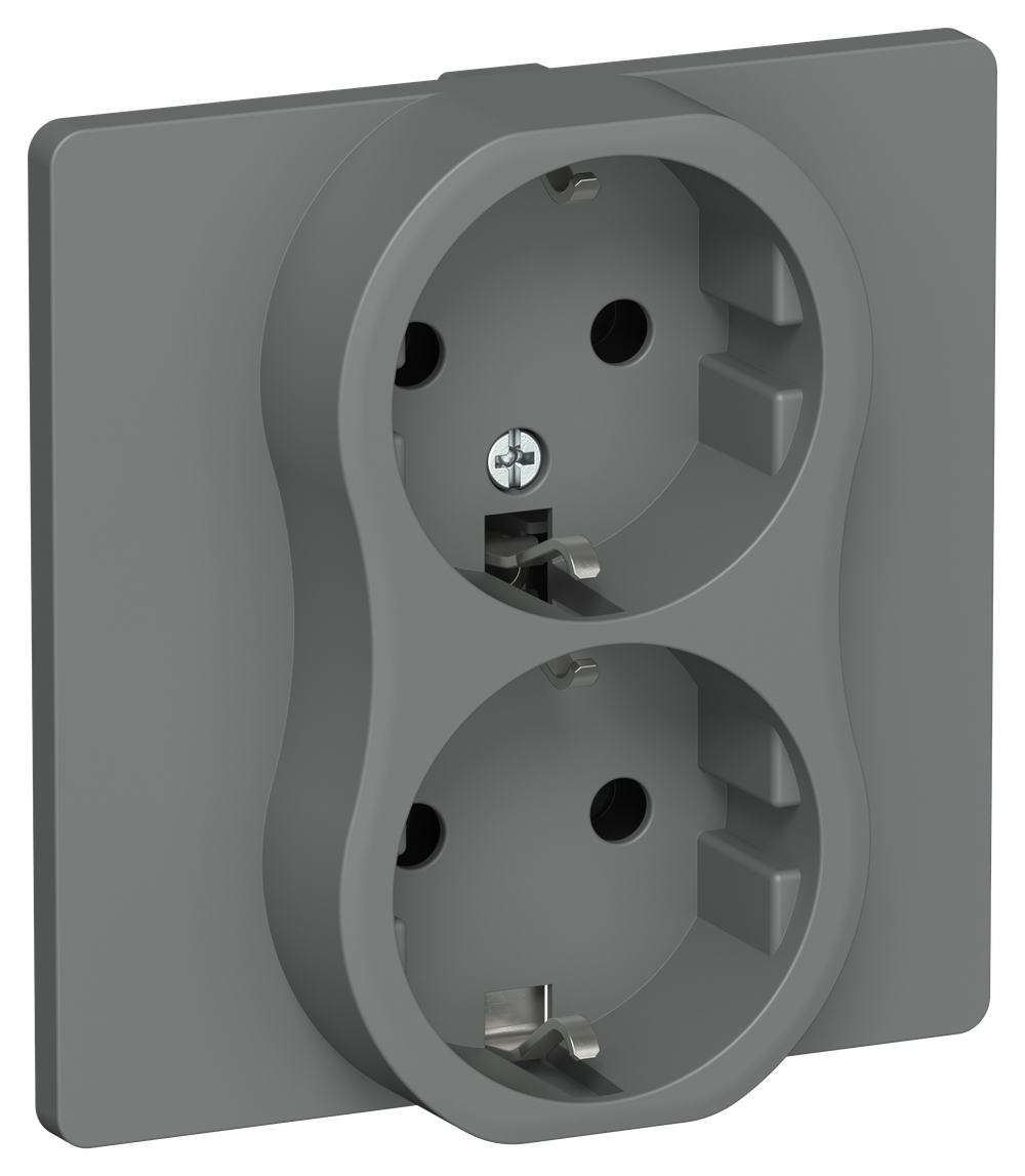 FLITE Розетка 2-местная с заземлением без защитных шторок безвинтовое крепление 16А РС12-1-К-ФлМА мокрый асфальт IEK