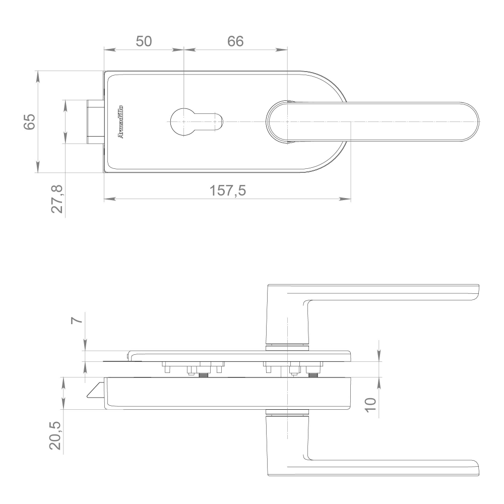 Комплект: замок+ручка для стеклянной двери Space.GL.LPZ BL черный