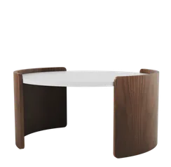 Столик Lagom D 65 см высота 32 см (белый, орех)