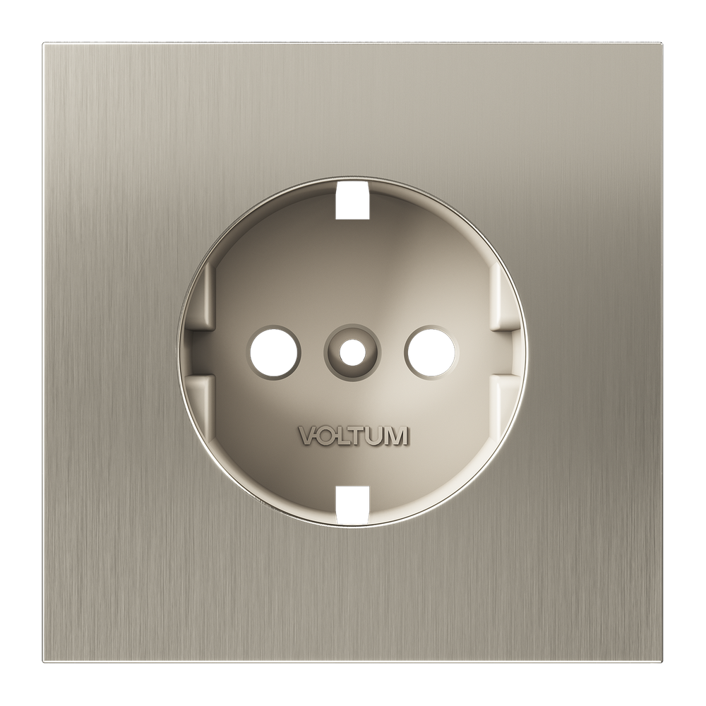 Накладка для розетки с заземлением, (никель) Voltum S70 Metal VLSM000611