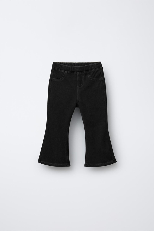 ZARA ЛЕГИНСЫ FLARE С ЭФФЕКТОМ ДЕНИМА, ЧЕРНЫЙ