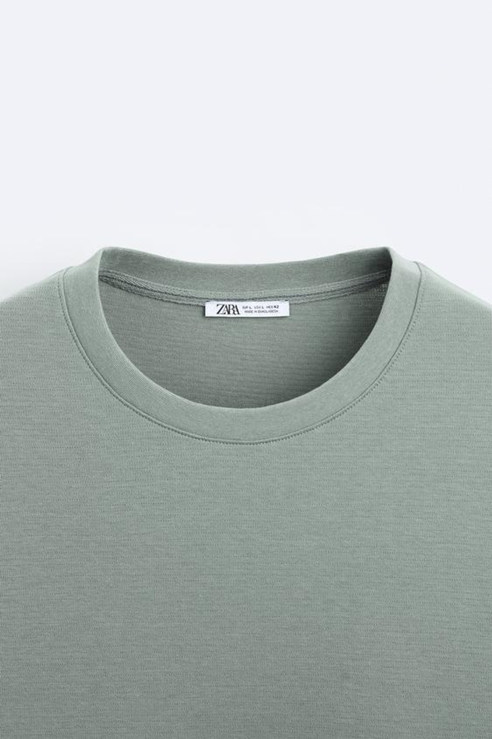 ZARA ФУТБОЛКА ИЗ РЕЛЬЕФНОЙ ТКАНИ, МЯГКИЙ ЗЕЛЕНЫЙ