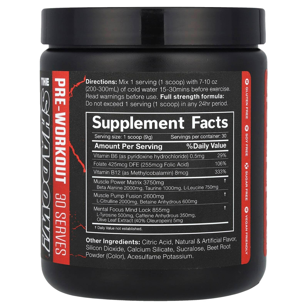 JNX Sports, The Shadow, предтренировочная добавка, фруктовый пунш, 270 г