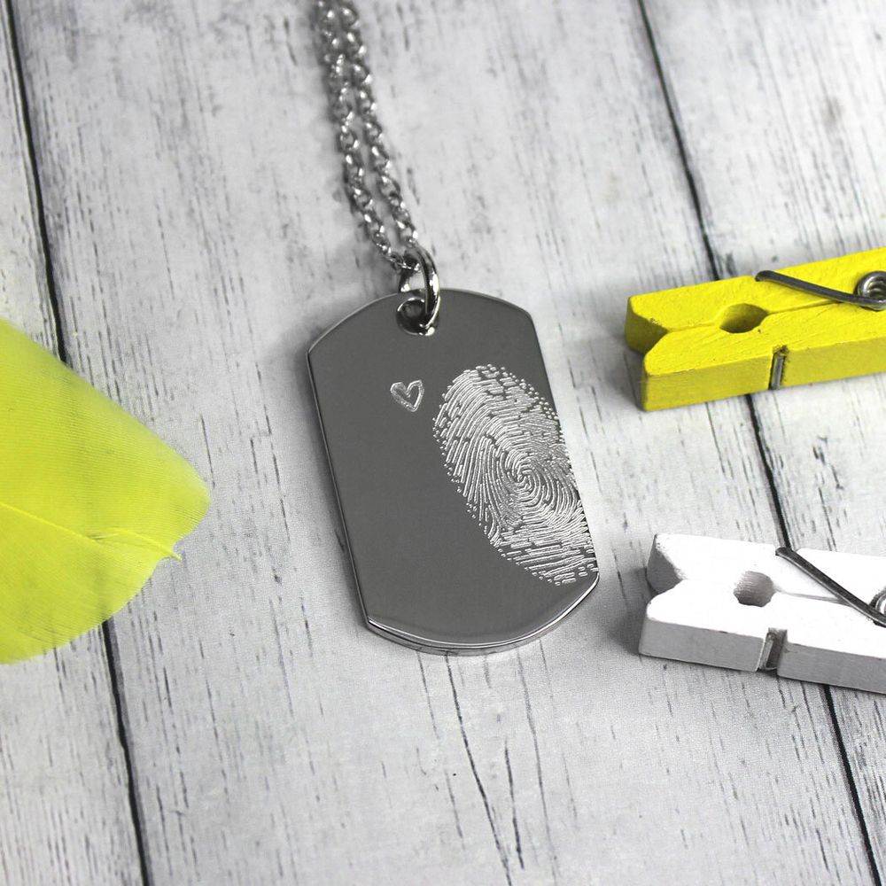 Стальной жетон с гравировкой отпечатка пальца на заказ