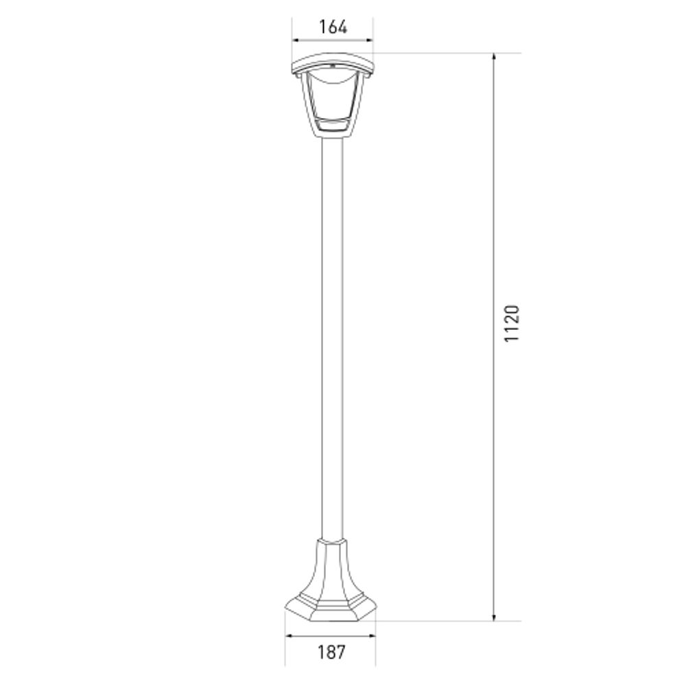 Садово-парковый светильник ЭРА ДТУ 07-8-002 Валенсия 4 черный 4 гранный напольный IP44 светодиодный 8Вт 3000K | Садово-парковые светильники