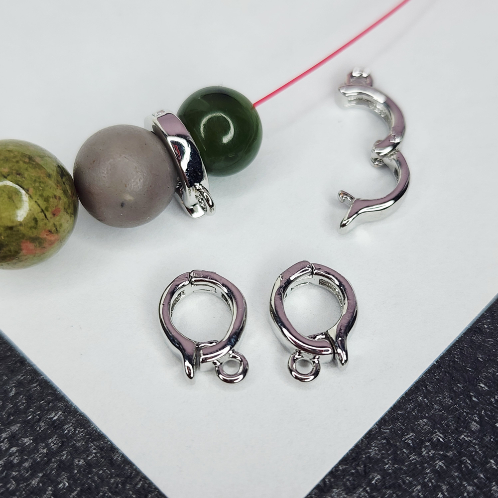 Бейл зажимной для подвесок, родий, р-р 9.5мм, люкс фурнитура, штучно