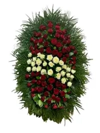 Венок на похороны из живых цветов №34 (120 см)