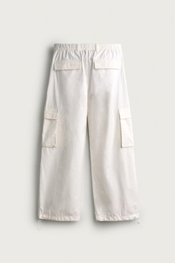 ZARA ДЖОГГЕРЫ КАРГО RELAXED FIT, БЕЛЫЙ