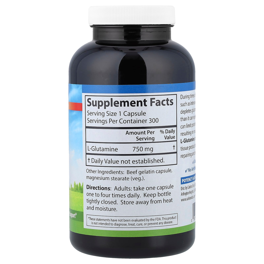 Carlson, L-глютамин, 750 мг, 300 капсул