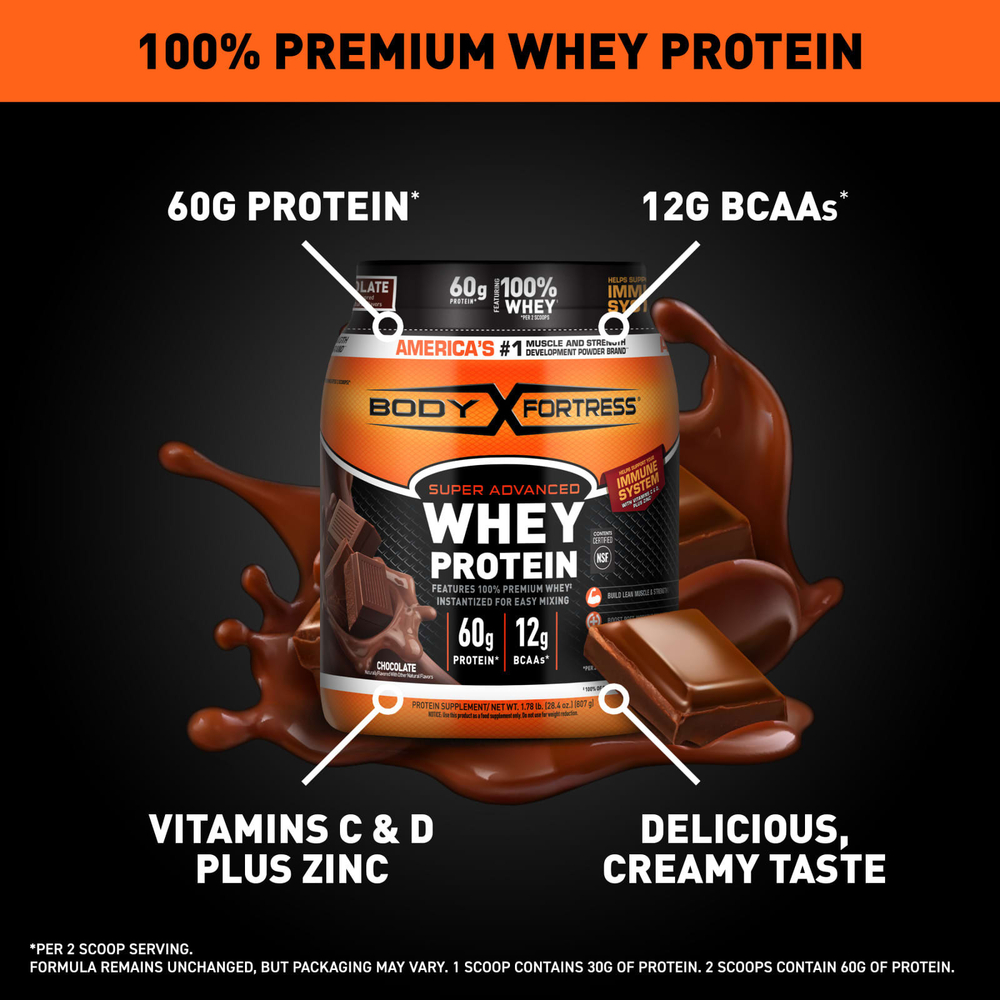 Body Fortress, Super Advanced Whey Protein, улучшенный сывороточный протеин, со вкусом шоколада, 810 г (1,78 фунта)