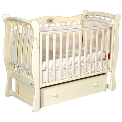 Детская кроватка Oliver Viana Elegance с универсальным маятником и ящиком Слоновая кость