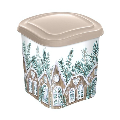 Емкость для сыпучих продуктов 1,8л с декором (бежевый)