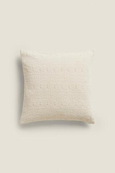 ZARA HOME ЧЕХОЛ ДЛЯ ДЕКОРАТИВНОЙ ПОДУШКИ ИЗ СИНЕЛИ, ЭКРЮ