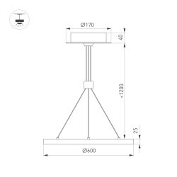 Светильник SP-CONGO-CAN-1-R600-36W Warm3000 (BK, 120 deg, 230V) (Arlight, IP20 Металл, 5 лет) 046233