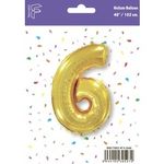 Шар (40"/102 см) Цифра, 6, Золото, 1 шт. в упак.