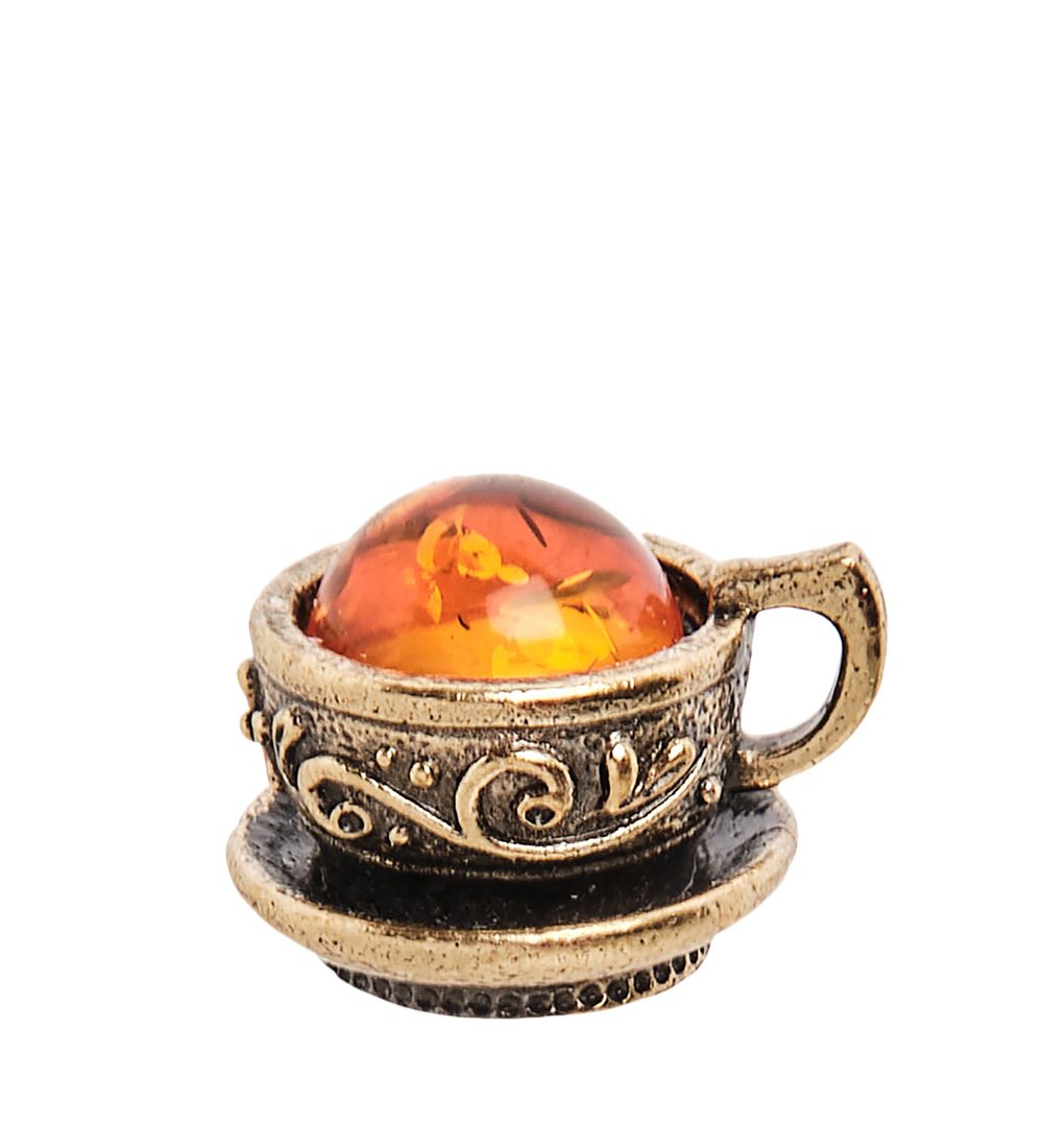 AM-3198 Фигурка «Чашечка маленькая» (латунь, янтарь)